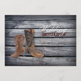 Invitación Boda de Cowboy Occidental Rusn Barn Wood