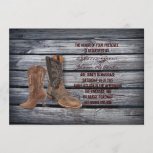 Invitación Boda de Cowboy Occidental Rusn Barn Wood