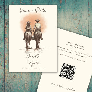 Invitación Boda de Cowboy occidental salva el código QR de fe