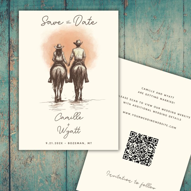 Invitación Boda de Cowboy occidental salva el código QR de fe (Subido por el creador)