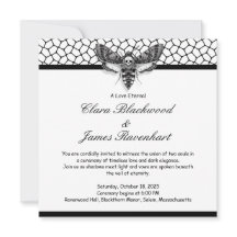 Boda de cráneo de polilla gótica – Blanco y negro