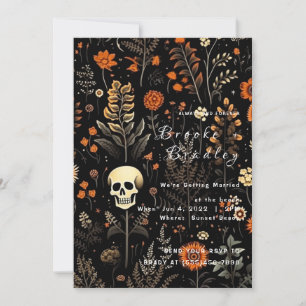 Invitación Boda de cráneo floral gótico