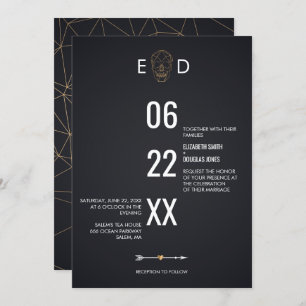 Invitación Boda de cráneo geométrico
