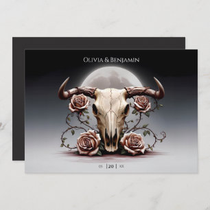 Invitación Boda de cráneo romántico de vaca floral medieval
