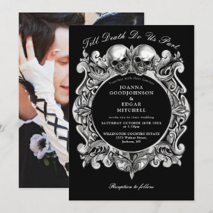 Invitación Boda de cráneos góticos hasta la muerte