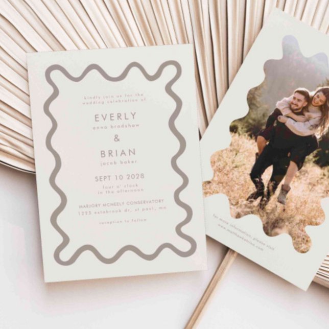 Invitación Boda de crema de línea dibujada a mano (Subido por el creador)