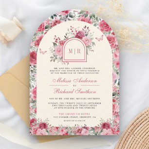 Invitación Boda de Crema de Mariposa de Rosas Rojas de San Va