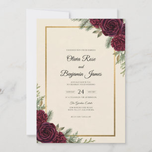 Invitación Boda de Crema Rosa Granate
