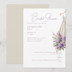 Invitación Boda de crema y lavanda Vestido ducha de novia