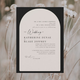 Invitación Boda de crema y negro de arco geométrico