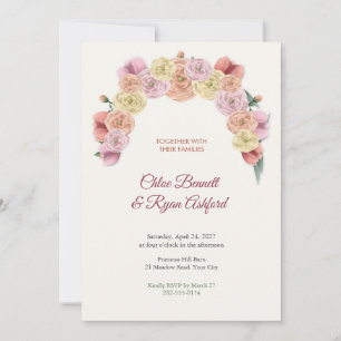 Invitación Boda de Crescente de Primavera de Ranúnculo y Tuli