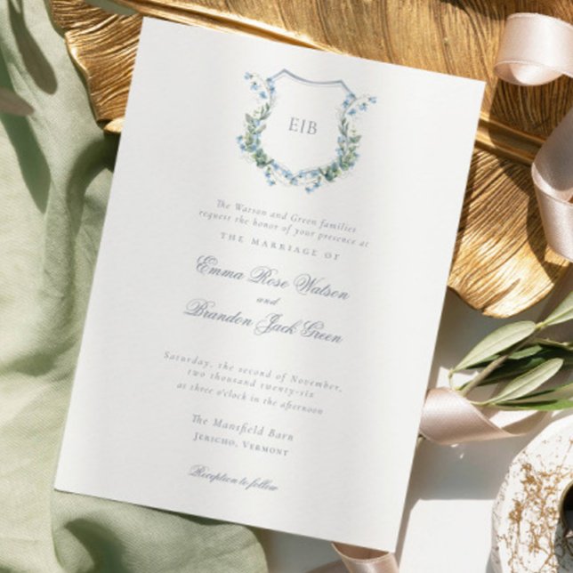 Invitación Boda de cresta vintage tradicional clásica (Subido por el creador)