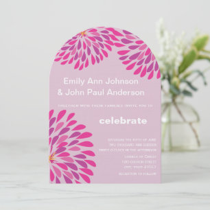 Invitación Boda de crisantemo floral rosa moderno