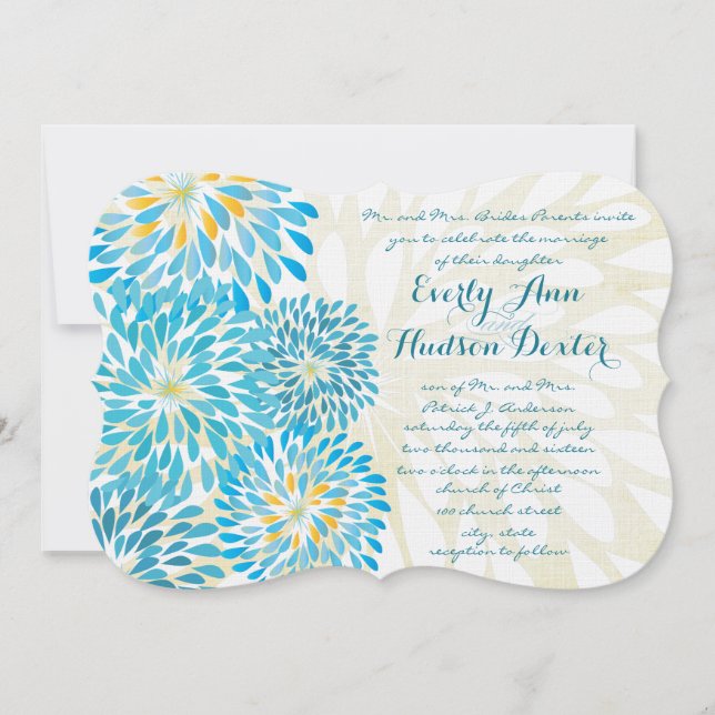 Invitación Boda de crisantemo floral rústico (Anverso)