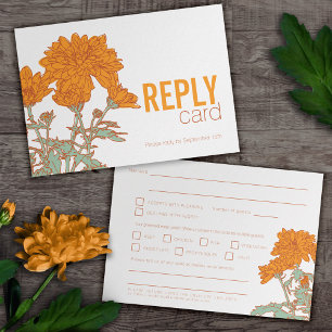 Invitación Boda de crisantemo naranja boda RSVP