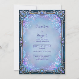 Invitación Boda de cristal de lilac con filigrana bajo la luz