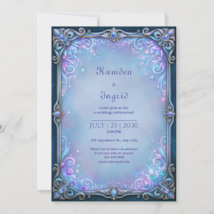 Invitación Boda de cristal de lilac con filigrana bajo la luz