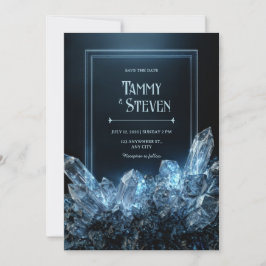 Invitación Boda de Cristal Etéreo Polvo de Estrellas Zafiro