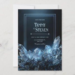 Invitación Boda de Cristal Etéreo Polvo de Estrellas Zafiro