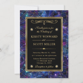 Invitación Boda de Cristal Galáctico de Medianoche de Púrpura