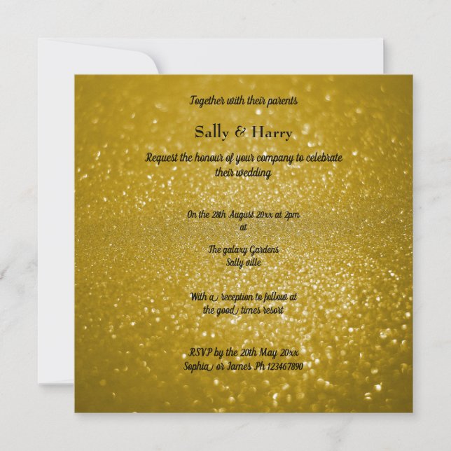 Invitación Boda de cristales de espuma moderna de oro (Anverso)