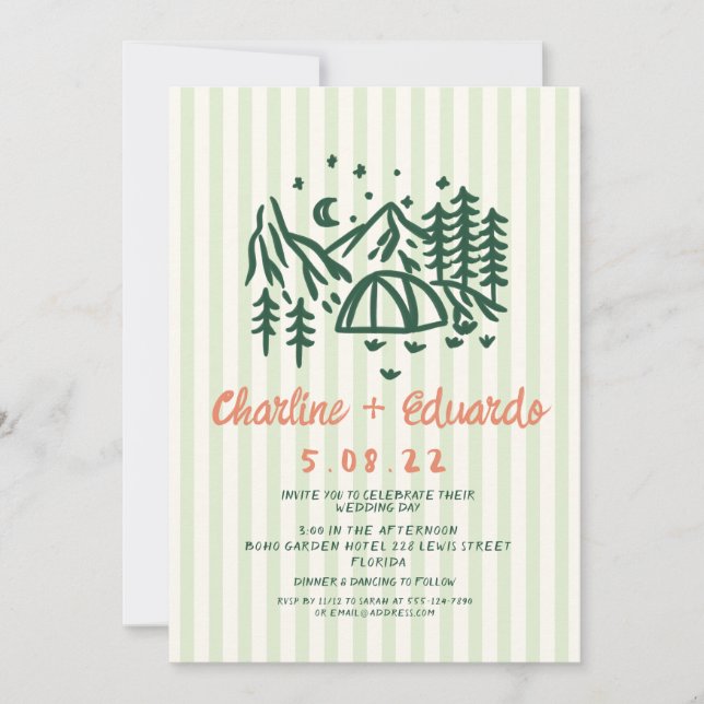 Invitación Boda de Crítica de la Naturaleza del Campo dibujad (Anverso)