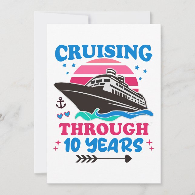 Invitación Boda de crucero a través de 10 años (Anverso)