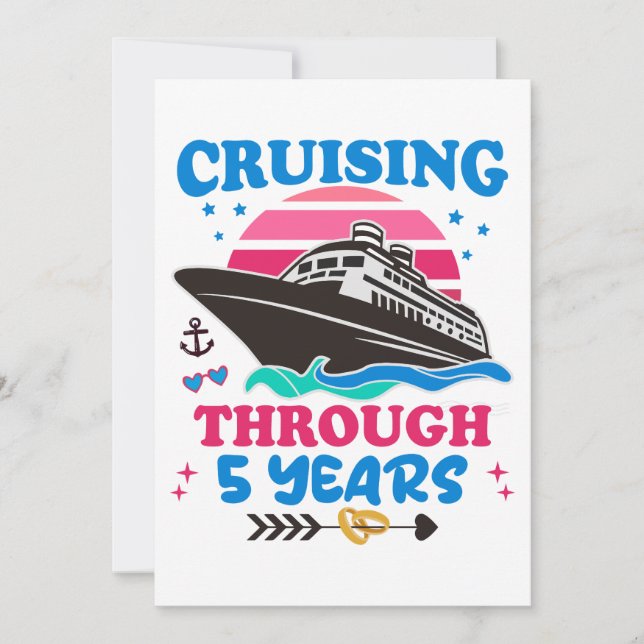 Invitación Boda de crucero a través de 5 años (Anverso)