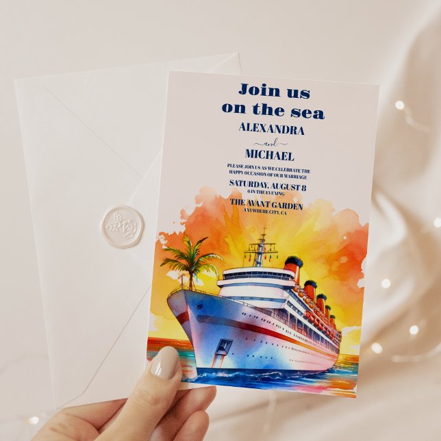 Invitación Boda de crucero acuático costero Seascape Beach (Subido por el creador)