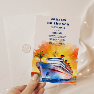 Invitación Boda de crucero acuático costero Seascape Beach