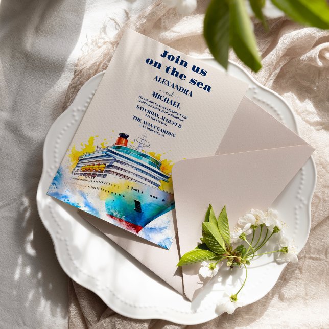 Invitación Boda de crucero acuático elegante Seascape Beach (Subido por el creador)