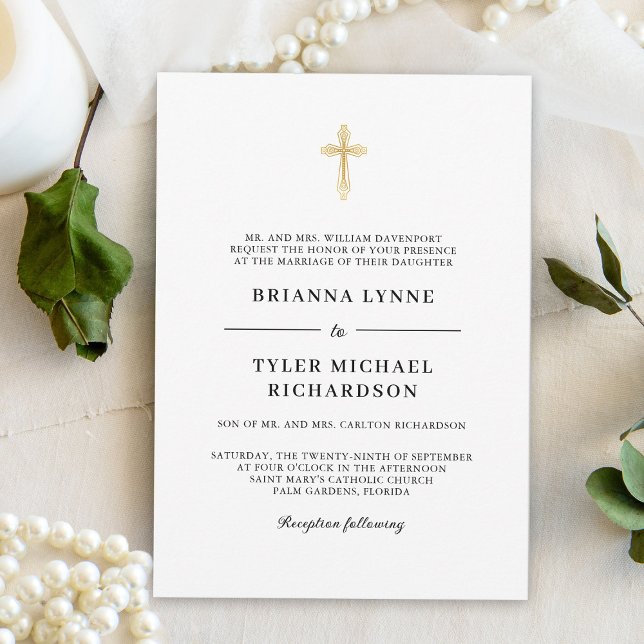 Invitación Boda de Cruz Cristiana Sencilla Clásica (Subido por el creador)