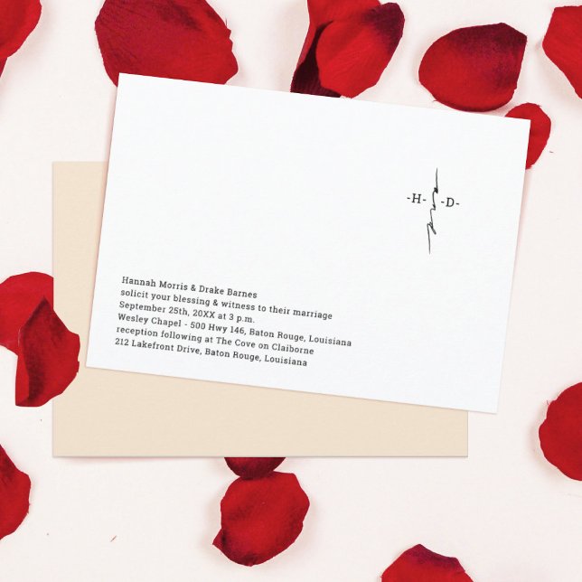 Invitación Boda de Cruz de Moda Leída a Mano Monogramada (Subido por el creador)