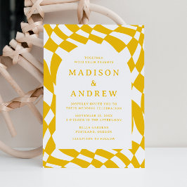 Invitación Boda de Cuadro Amarillo Retro