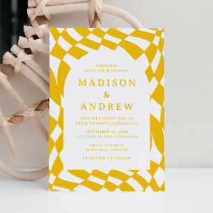 Invitación Boda de Cuadro Amarillo Retro
