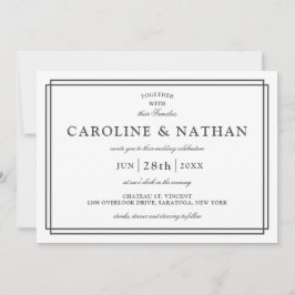 Invitación Boda de cuadro clásico blanco sencillo y elegante