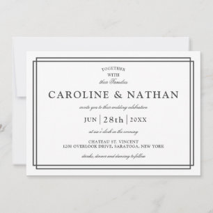 Invitación Boda de cuadro clásico blanco sencillo y elegante