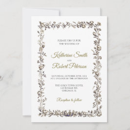 Invitación Boda de cuadro de flores de época clásicas y elega