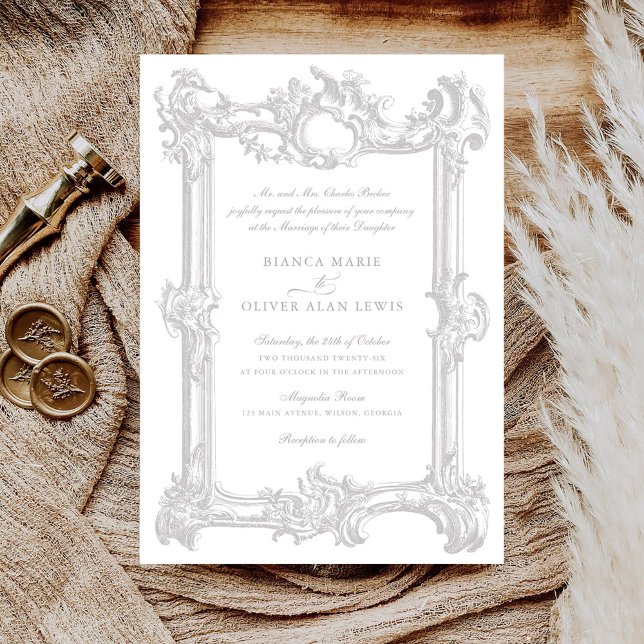 Invitación Boda de cuadro ornamental elegante de época (Subido por el creador)