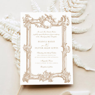 Invitación Boda de cuadro ornamental elegante de época