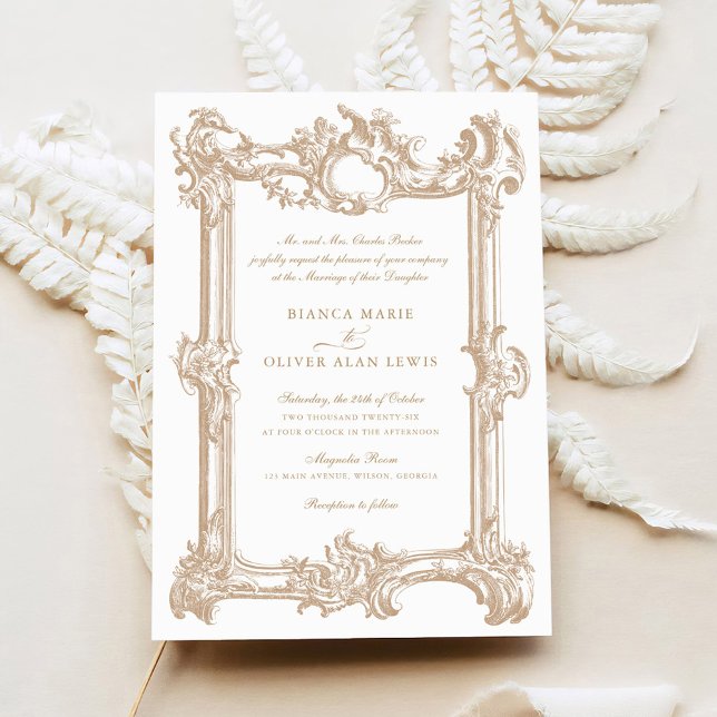 Invitación Boda de cuadro ornamental elegante de época (Subido por el creador)