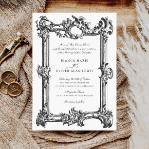 Invitación Boda de cuadro ornamental elegante de época