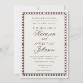 Invitación Boda de Cuadros Arlequín Marrón Mocha