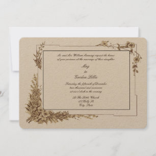 Invitación Boda de cuadros de arte botánico floral de la era