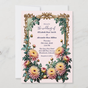 Invitación Boda de cuadros de arte de crissamo amarillo rosa