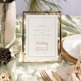 Invitación Boda de cuadros Minimalista simple|Oro informal