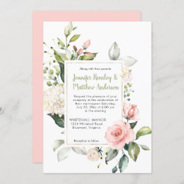 Invitación Boda de cuadros Rubor rosa y blanco