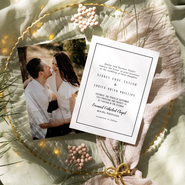 Invitación Boda de cuadros tradicionales de fotografía Minima (Subido por el creador)