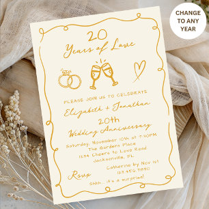 Invitación Boda de cualquier año con dorado dibujado a mano