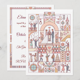 Invitación Boda de Cuento de Hadas Art Déco